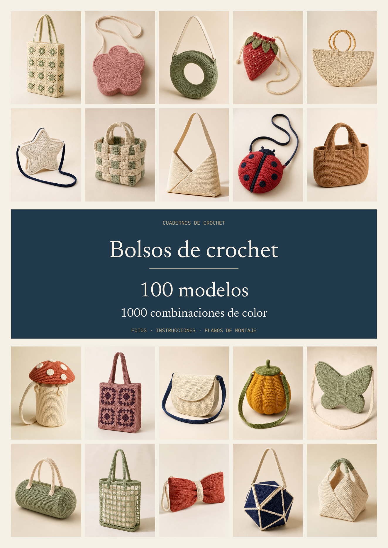 Portada del libro Bolsos de crochet: 100 modelos y 1000 combinaciones de color